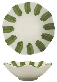 Set de veselă din porțelan, 18 piese, alb/verde