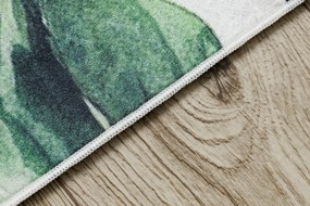 ANDRE 1168 covor lavabil Monstera pleacă, geometric anti-alunecare - alb / verde - SECUNDAR-COTATI PRODUSUL