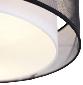 Plafoniera moderna alb-negru 50 cm 3 lumini - Drum Duo