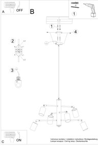 Lustră pe cablu Sollux SL.1207 LEMMI 6xGU10/10W/230V negru