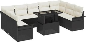 vidaXL Set de canapele pentru grădină 10 pcs Negru Rattan poli