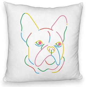 Perna Decorativa Fluffy, Model Doggo MultiColor, 40x40 cm, Alba, Husa Detasabila, Burduf