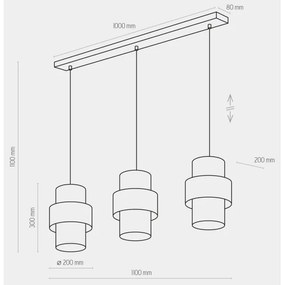 Lustră pe cablu CALISTO 3xE27/15W/230V aurie/neagră