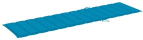 Sezlong cu perna albastra, lemn masiv de tec 1, Albastru, Fara masa