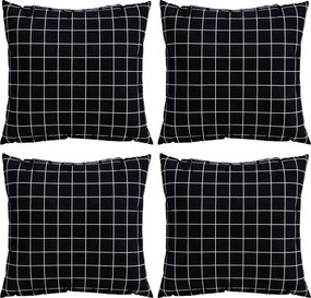 vidaXL Perne decorative În carouri 4 pcs Carouri Negre 40 x 40 cm