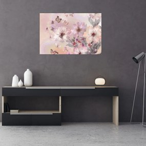 Tablou - Colaj de artă cu fluturi (90x60 cm)