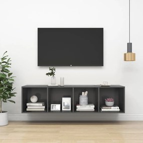 Dulap TV montat pe perete, gri, 37x37x142,5 cm, PAL 1, Gri, 37 x 37 x 142.5 cm