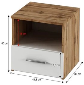 Dormitor GLOBAL247(dulap, pat, 2xnoptiera) - alb/stejar woton
