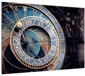 Tablou pe sticlă - Orloj, Praga (70x50 cm)