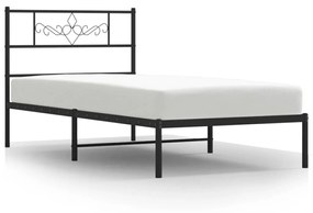 355258 vidaXL Cadru de pat metalic cu tăblie, negru, 80x200 cm