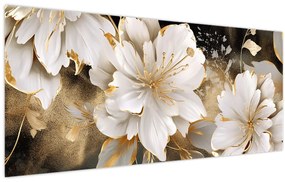 Tablou - Flori în aur (120x50 cm)