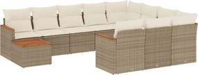 vidaXL Set canapele de grădină cu perne, 11 piese, bej, poliratan