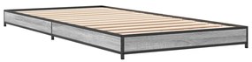 845179 vidaXL Cadru de pat, gri sonoma, 90x200 cm, lemn prelucrat și metal