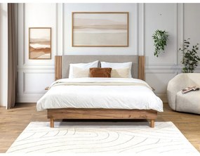 Pat matrimonial gri deschis cu somieră 140x190 cm Lior – Bobochic Paris