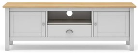 Comodă TV alb/natural din lemn de pin 158x53 cm Misti – Marckeric