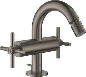 Baterie bideu Grohe Atrio antracit periat Hard Graphite dubla comanda cu ventil Pop-Up