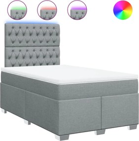 vidaXL Pat continental cu saltea, gri deschis, 120x200 cm, textil