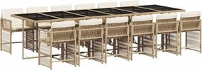 vidaXL Set mobilier de grădină cu perne, 13 piese, bej, poliratan