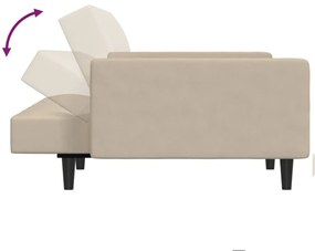 Canapea extensibila cu 2 locuri, crem, microfibra Crem, Fara suport de picioare