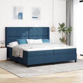 vidaXL Pat cu saltea cu arcuri și LED Albastru 200 x 200 cm, țesătură.