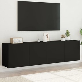 Comoda TV de perete, 2 buc. negru, 80x30x41 cm