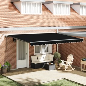 Marchiză Retractabilă Automată vidaXL cu LED Negru 450x300 cm