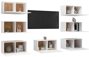 Comode TV, 7 buc., alb, 30,5x30x60 cm, PAL 7, Alb, 30.5 x 30 x 110 cm