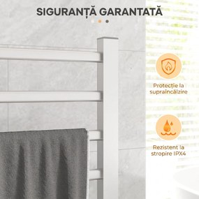 HOMCOM Uscător Electric de Prosoape pentru Perete sau Podea cu Timer și 8 Bare 53x35x90 cm Negru | Aosom Romania