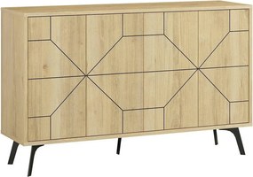 Comoda DUNE, stejar/negru, PAL melaminat, 123x35x77 cm