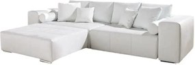Canapea extensibilă dumonde cu ladă de depozitare si sezut confortabil din spuma high-density, Marbela White XXL 295x100 cm