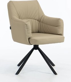 HR840 BAZĂ STEA Scaun Crem Piele Ecologica Premium Soft cu Bază Neagră