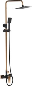 Coloana de dus cu baterie monocomanda negru - rose gold Invena Midnight Trend