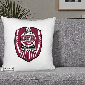 Perna Personalizata CFR Cluj Fotbal Club 1907, 40x40 cm, Alb Pufos, Husa Detasabila, Perna Inclusa, BEKZ®