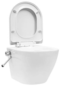 145781 vidaXL Vas WC suspendat fără ramă cu funcție de bideu, alb, ceramică