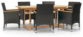 Set mobilier de gradina cu perne, negru, 7 piese Negru, 7