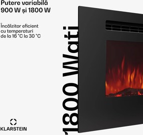 Klarstein Galeras 178, șemineu electric de perete, 1800 W, LED
