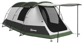 Outsunny Cort de camping familial 3-4 pers. - cort tunel cu foișor impermeabil 3000 mm ușor de ventilat | Aosom Romania