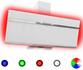 Hota RGB cu LED, 90 cm, otel inoxidabil si sticla securizata Alb, 90 cm