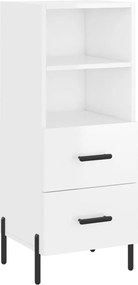 vidaXL Servantă, alb extralucios, 34,5x34x90 cm, lemn compozit