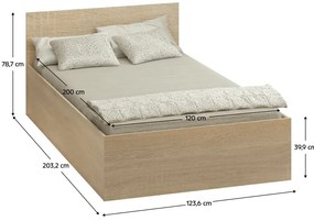 Pat de o persoană 120 cm Discutibles (stejar sonoma) (cu somieră) (cu sp. depozitare). 1116306