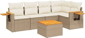 vidaXL Set canapele de grădină cu perne, 6 piese, bej, poliratan