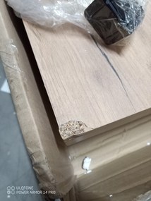 OFERTA Masa de dining alba cu blat in decor stejar auriu craft ADAM 100x60 II. calitate