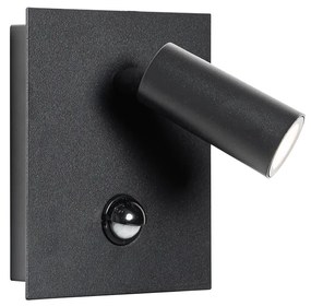 Lampă de perete exterioară neagră cu LED inclus IP54 senzor de mișcare - Simon