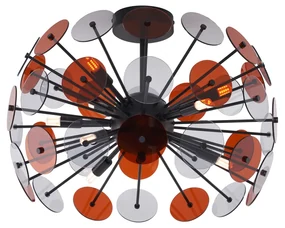 Plafonieră Art Deco neagră cu chihlimbar și fum - Atomic