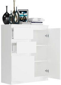 Comodă modernă fără mânere S-2 - diverse opțiuni de culoare Alb