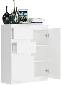 Comodă modernă fără mânere S-2 - diverse opțiuni de culoare Alb