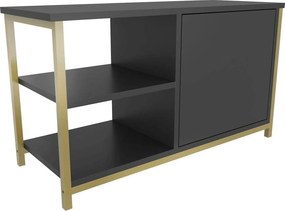 Comoda TV MUSKEGON, auriu/gri antracit, PAL melaminat/metal, 90x35x51