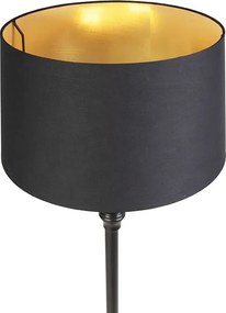 Lampă de podea cu abajur din bumbac negru cu auriu 45 cm - Classico