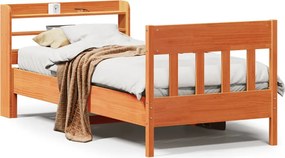 vidaXL Cadru pat fără saltea, maro ceruit, 75x190 cm, lemn masiv pin