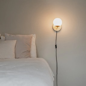 Lampă de perete Art Deco aurie cu sticlă opală - Flore